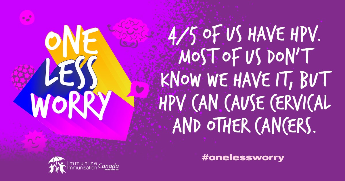 One Less Worry - 4/5 of us have HPV. Most of us don't know we have it, but HPV can cause cervical and other cancers