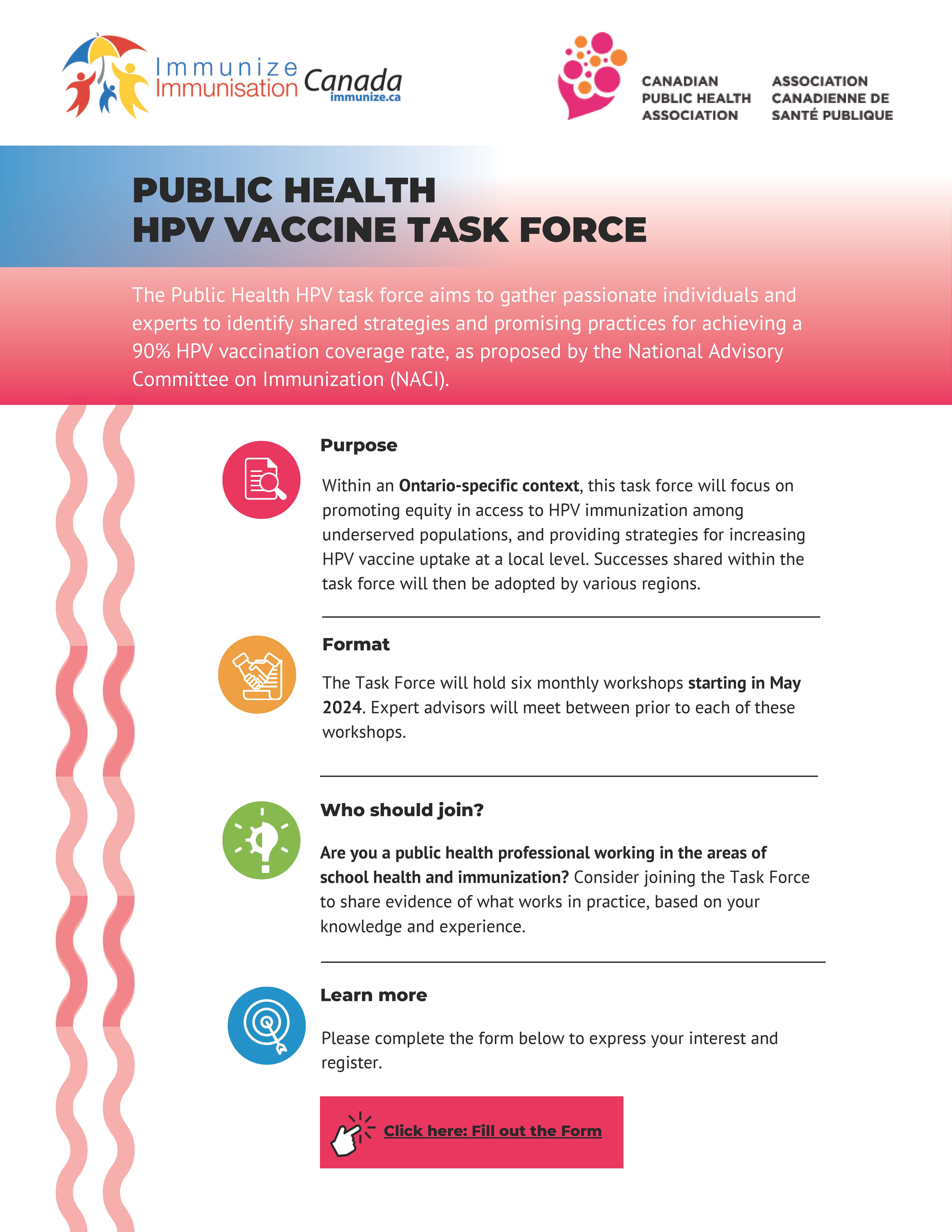 Groupe de travail sur le VPH dans le domaine de la santé publique en Ontario (affiche)