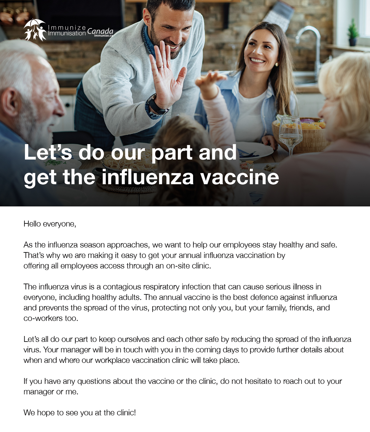 on-site influenza immunization clinic - option 1