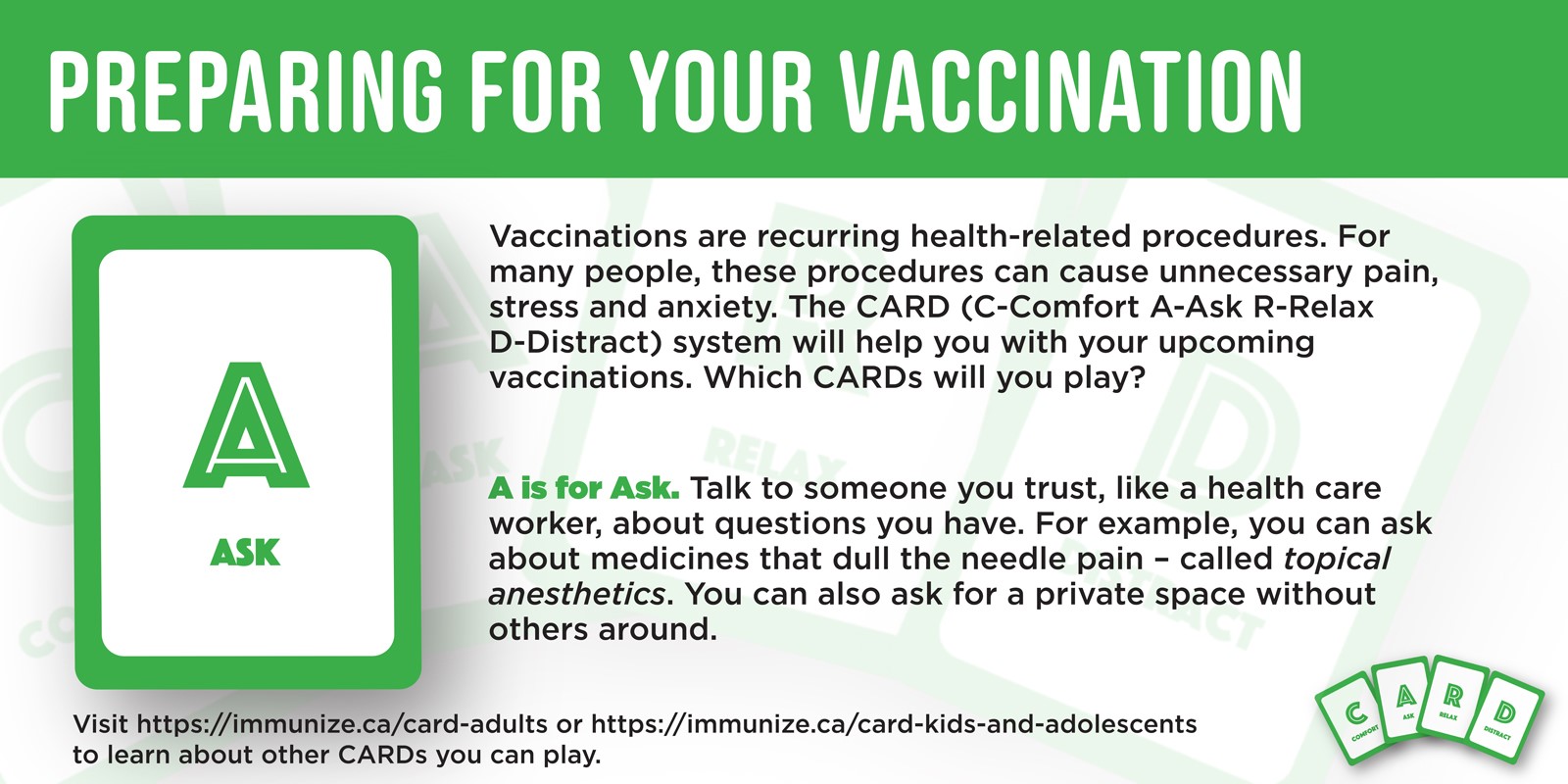 Preparing for your vaccination - A is for Ask.