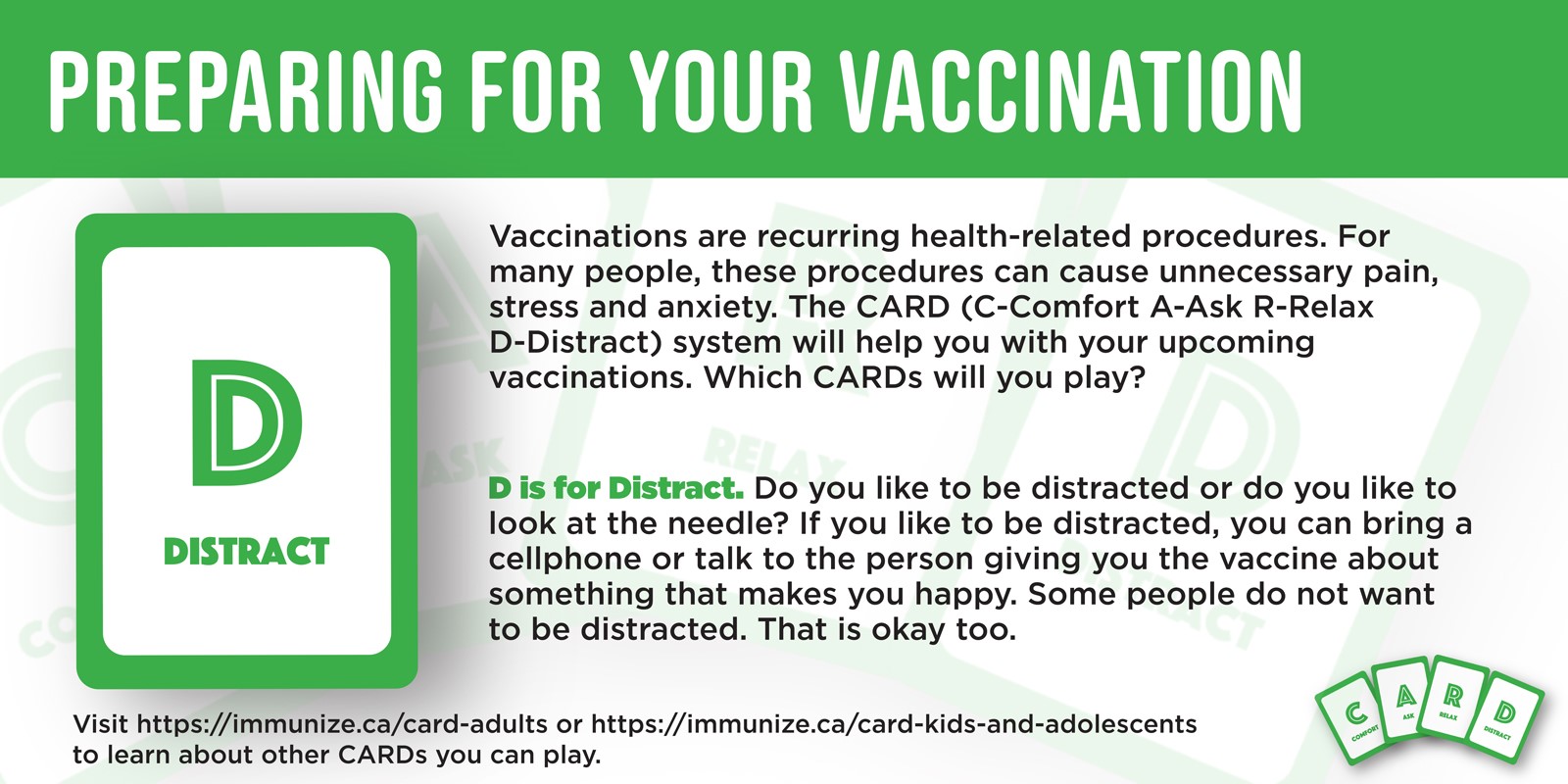 Preparing for your vaccination - D is for Distraction.