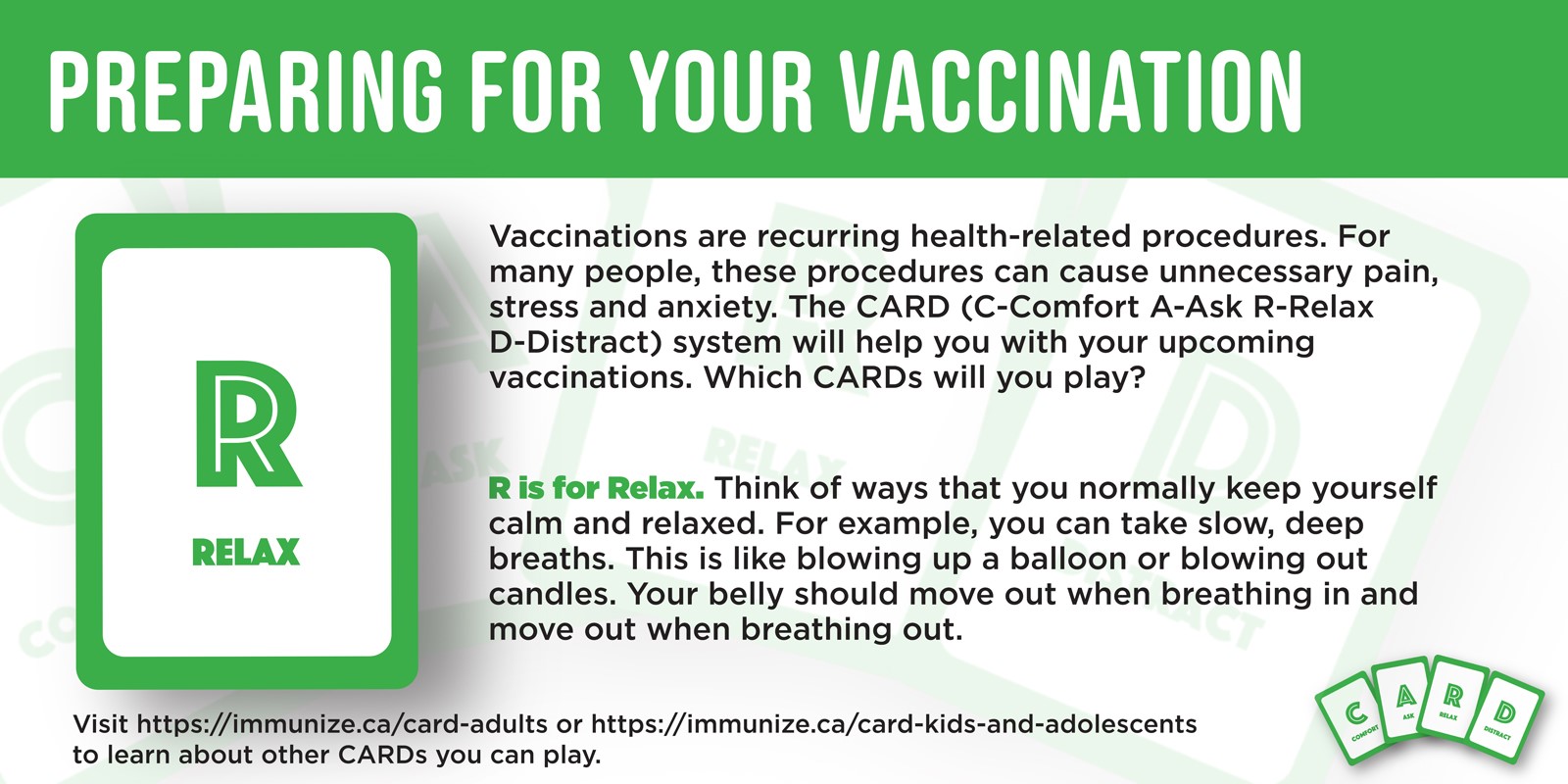 Preparing for your vaccination - R is for Relax