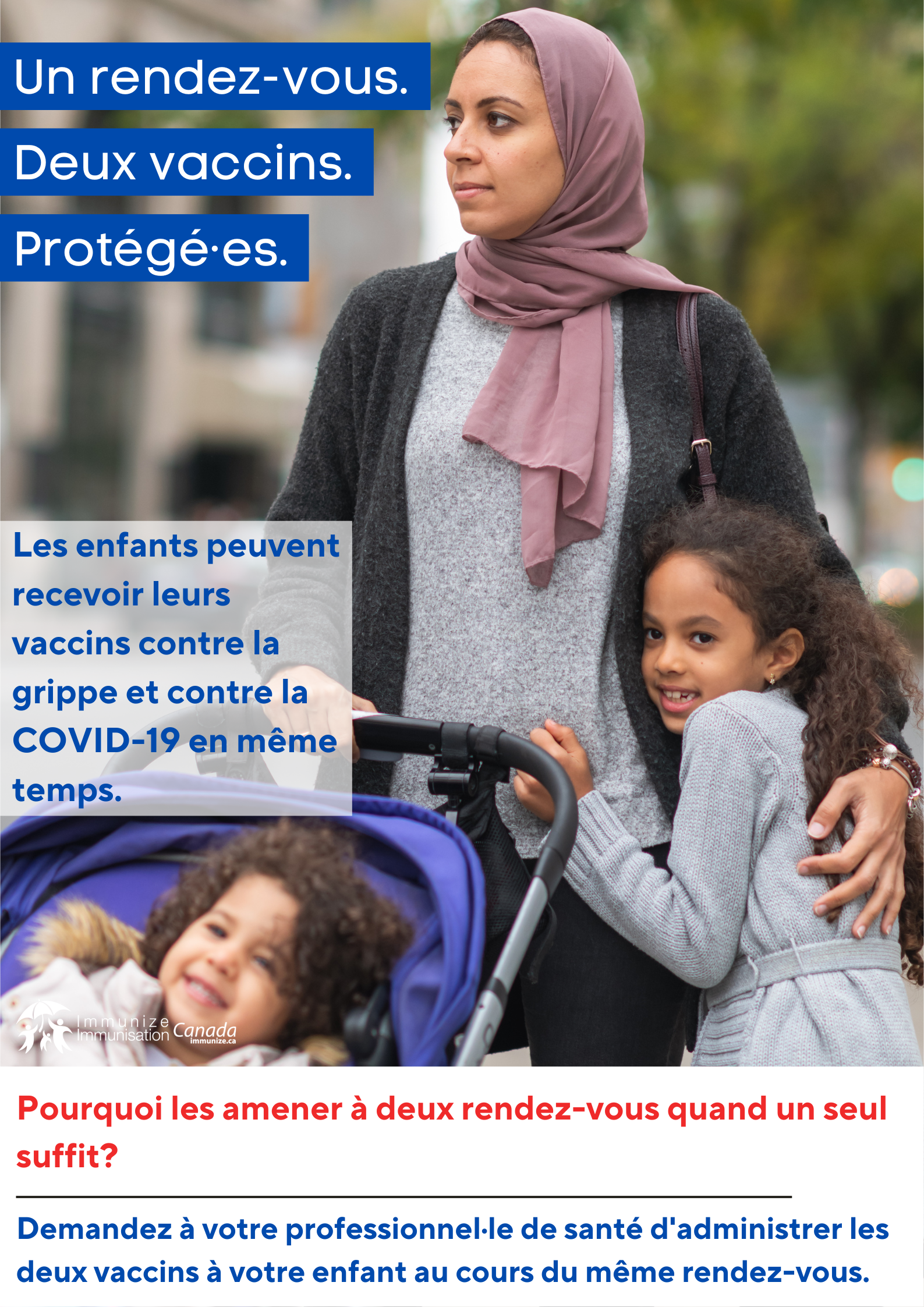 Un rendez-vous. Deux vaccins. Protégés - Coadministration des vaccins contre la COVID-19 et contre la grippe (affiche 4)
