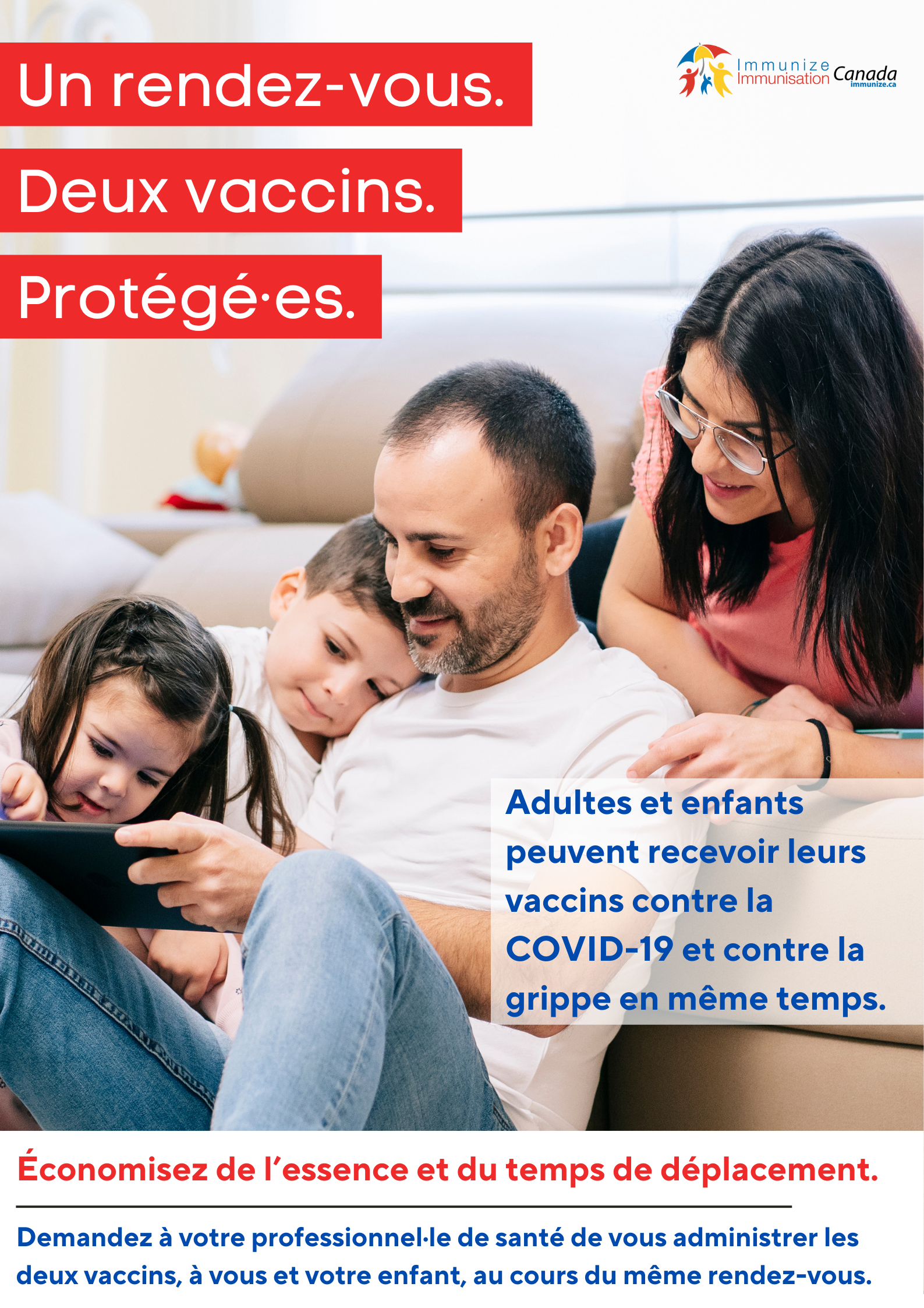 Un rendez-vous. Deux vaccins. Protégés - Coadministration des vaccins contre la COVID-19 et contre la grippe (affiche 5)