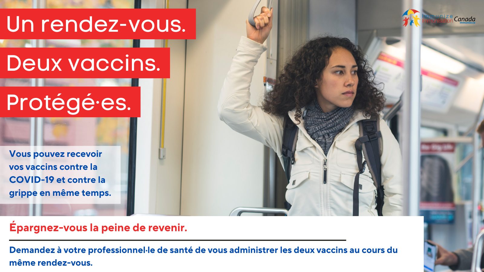 Un rendez-vous. Deux vaccins. Protégés -  Coadministration des vaccins contre la COVID-19 et contre la grippe (pour Twitter)