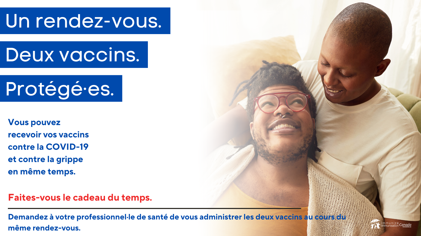 Un rendez-vous. Deux vaccins. Protégés - Coadministration des vaccins contre la COVID-19 et contre la grippe (pour Twitter)