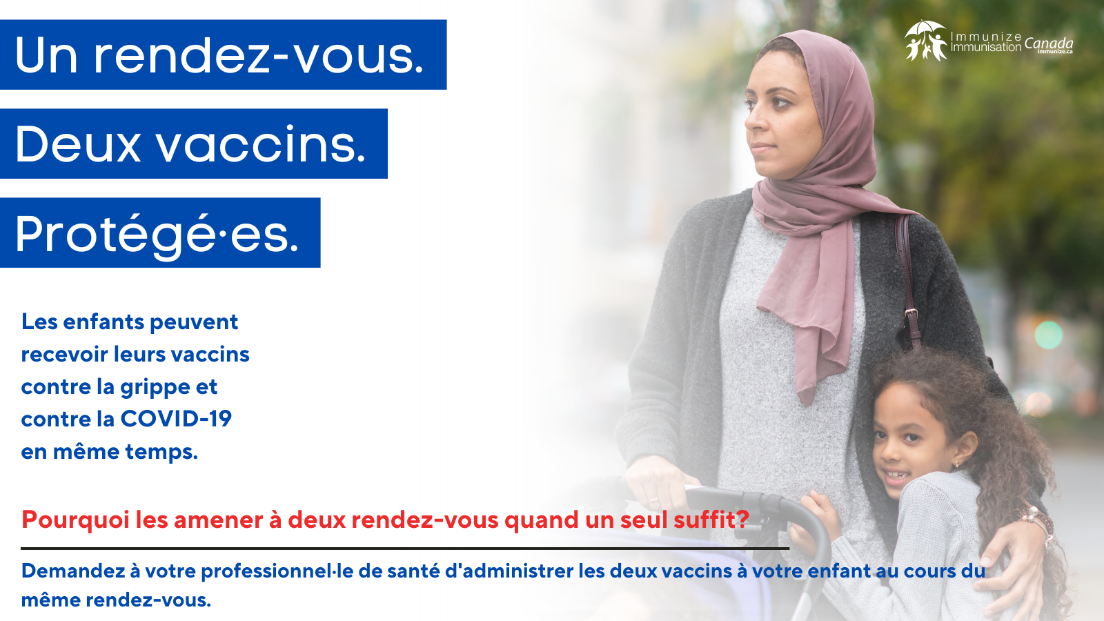 Un rendez-vous. Deux vaccins. Protégés - Coadministration des vaccins contre la COVID-19 et contre la grippe (pour Twitter)