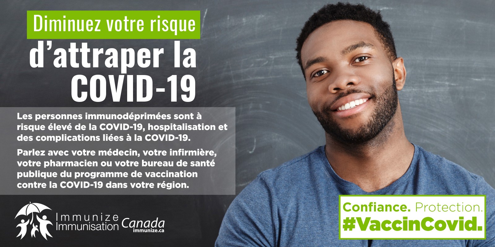 Diminuez votre risque d'attraper la COVID-19 : les personnes immunodéprimées