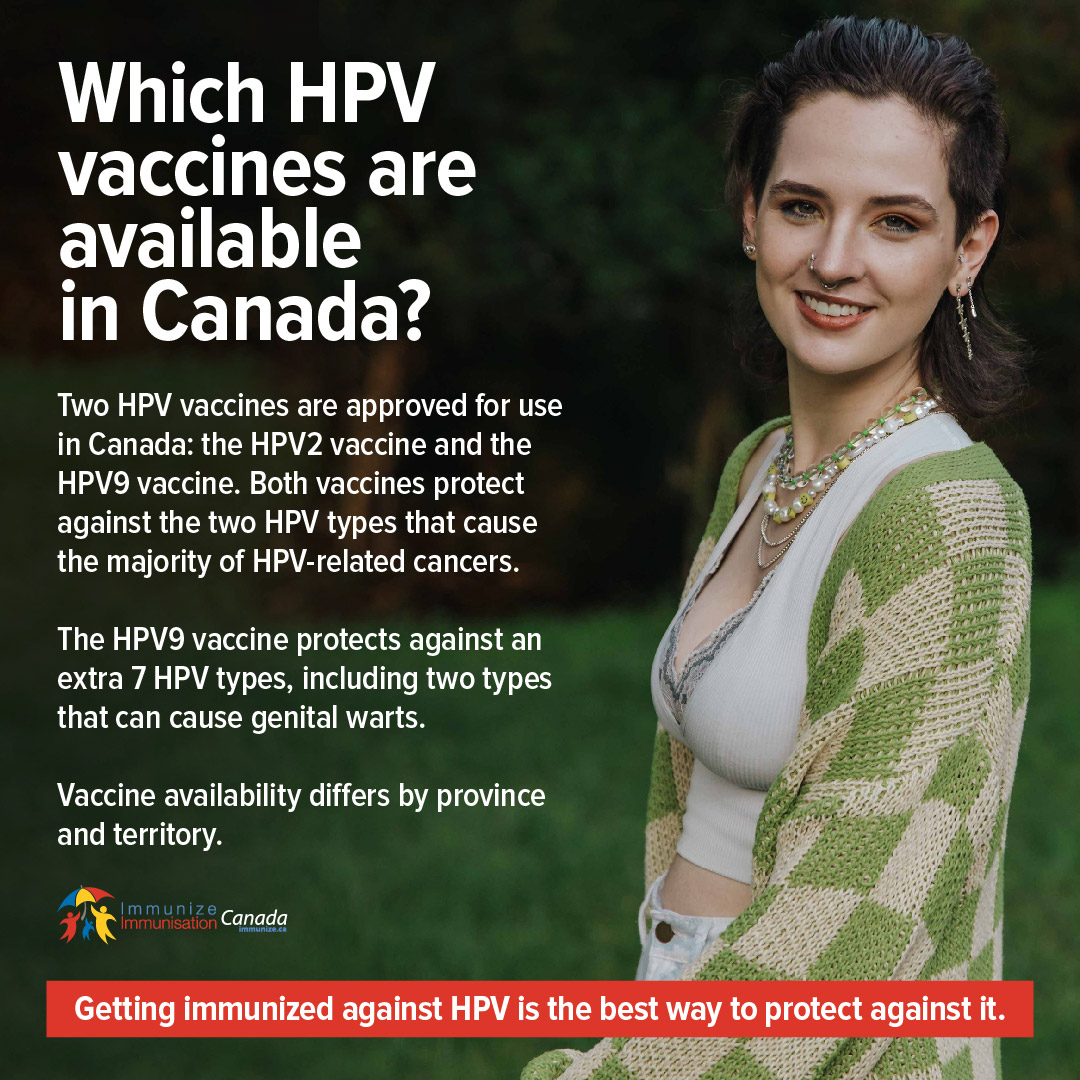 Which HPV vaccines are available in Canada? (social media image for Instagram)