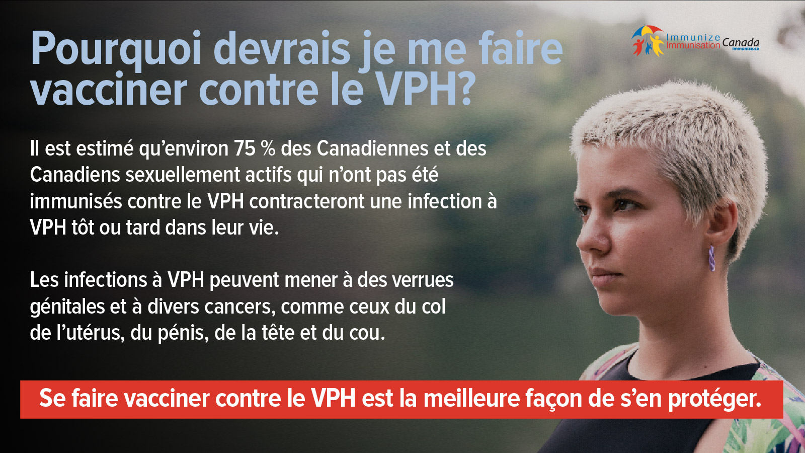 Pourquoi devrais-je me faire vacciner contre le VPH? (image pour médias sociaux - Twitter)