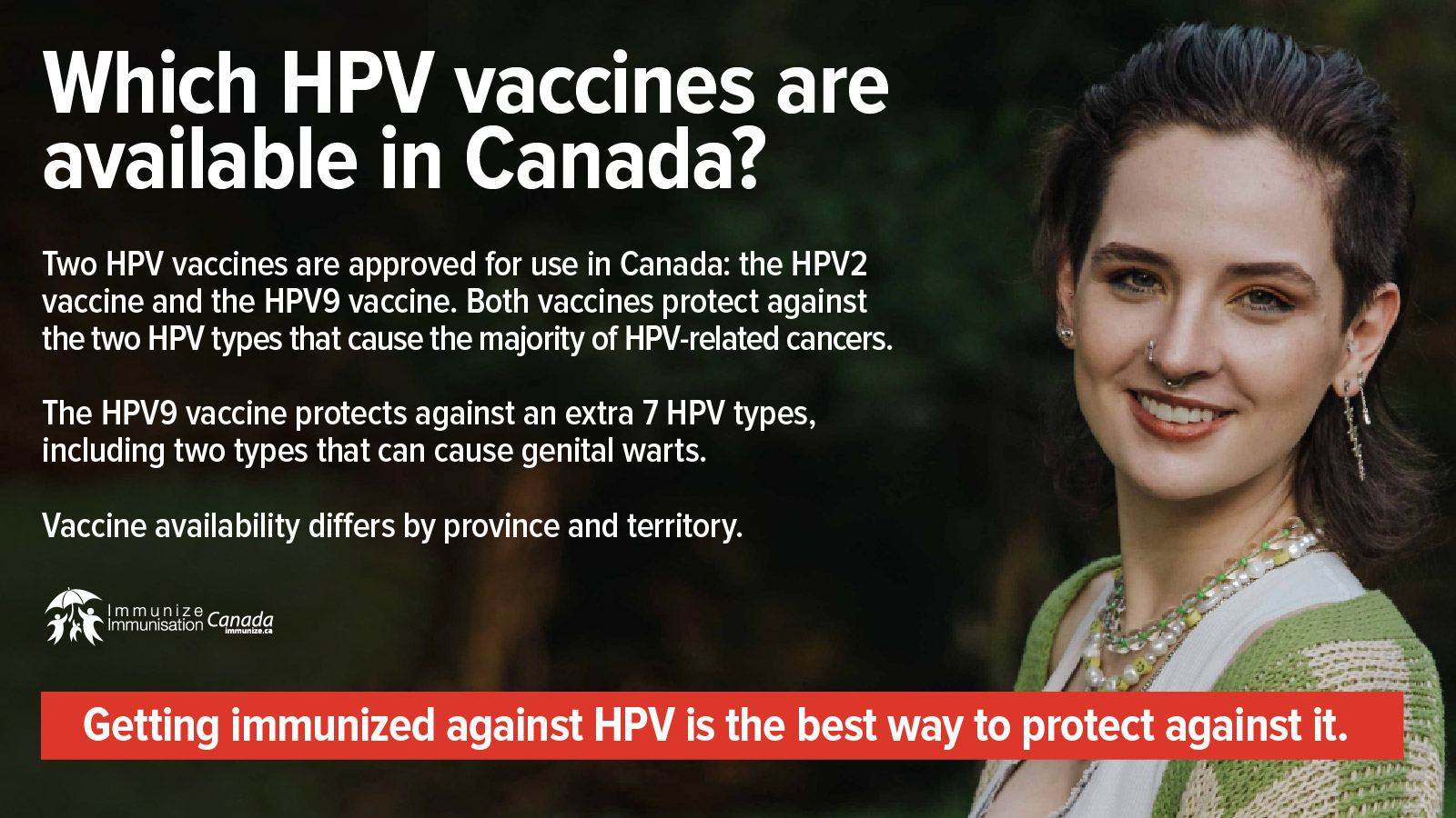 Which HPV vaccines are available in Canada? (social media image for Twitter)