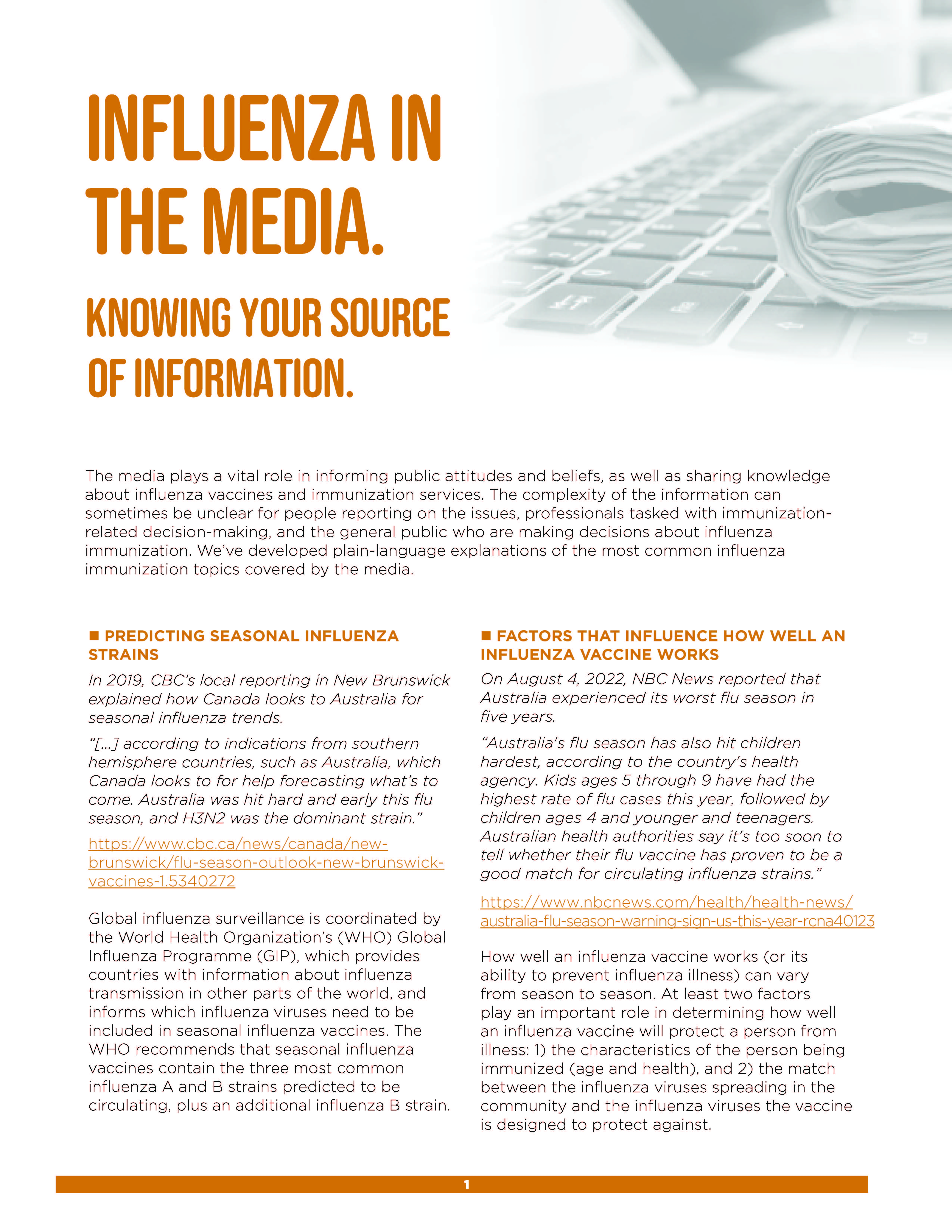 Influenza in the Media - factsheet