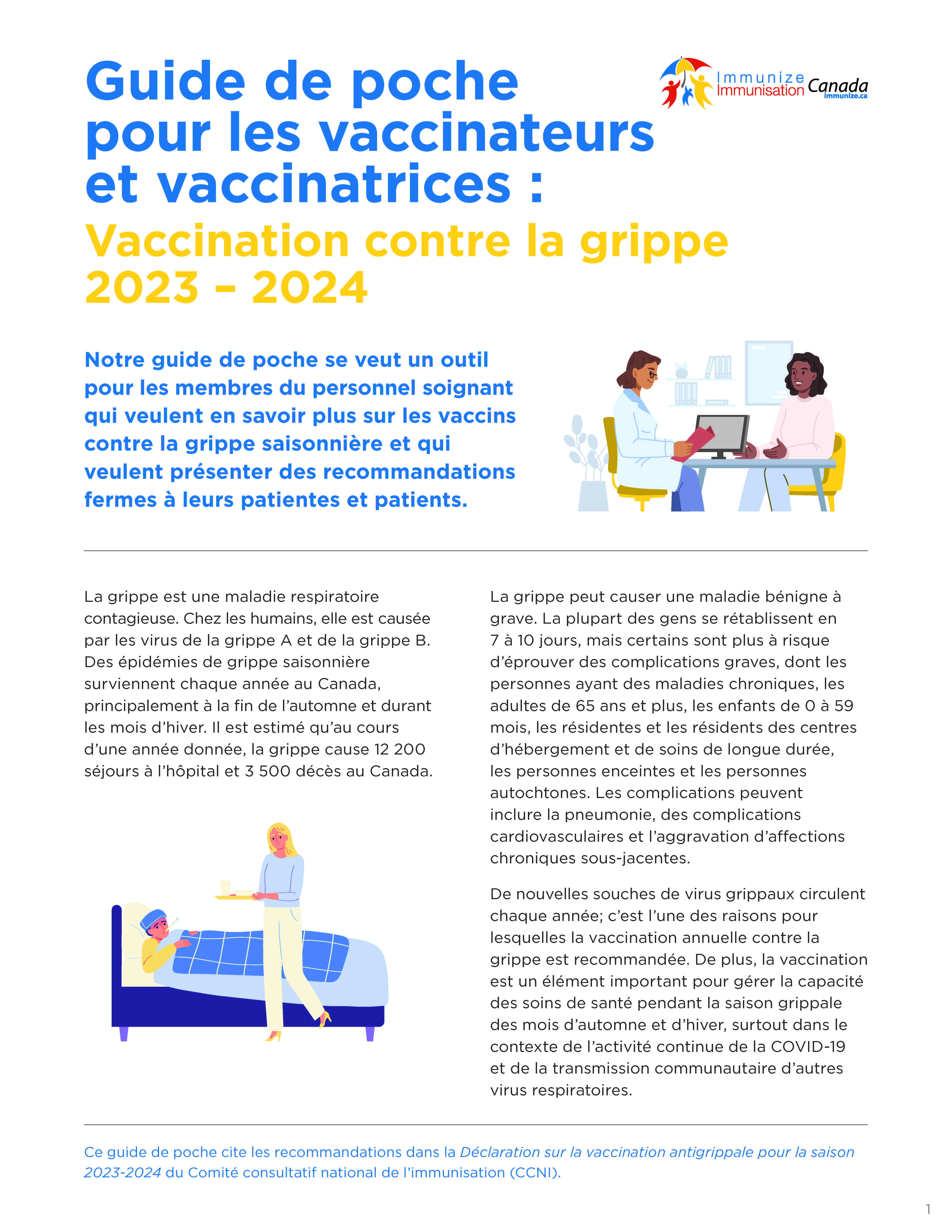 Guide de poche pour les vaccinateurs et vaccinatrices : Vaccination contre la grippe 2023-2024