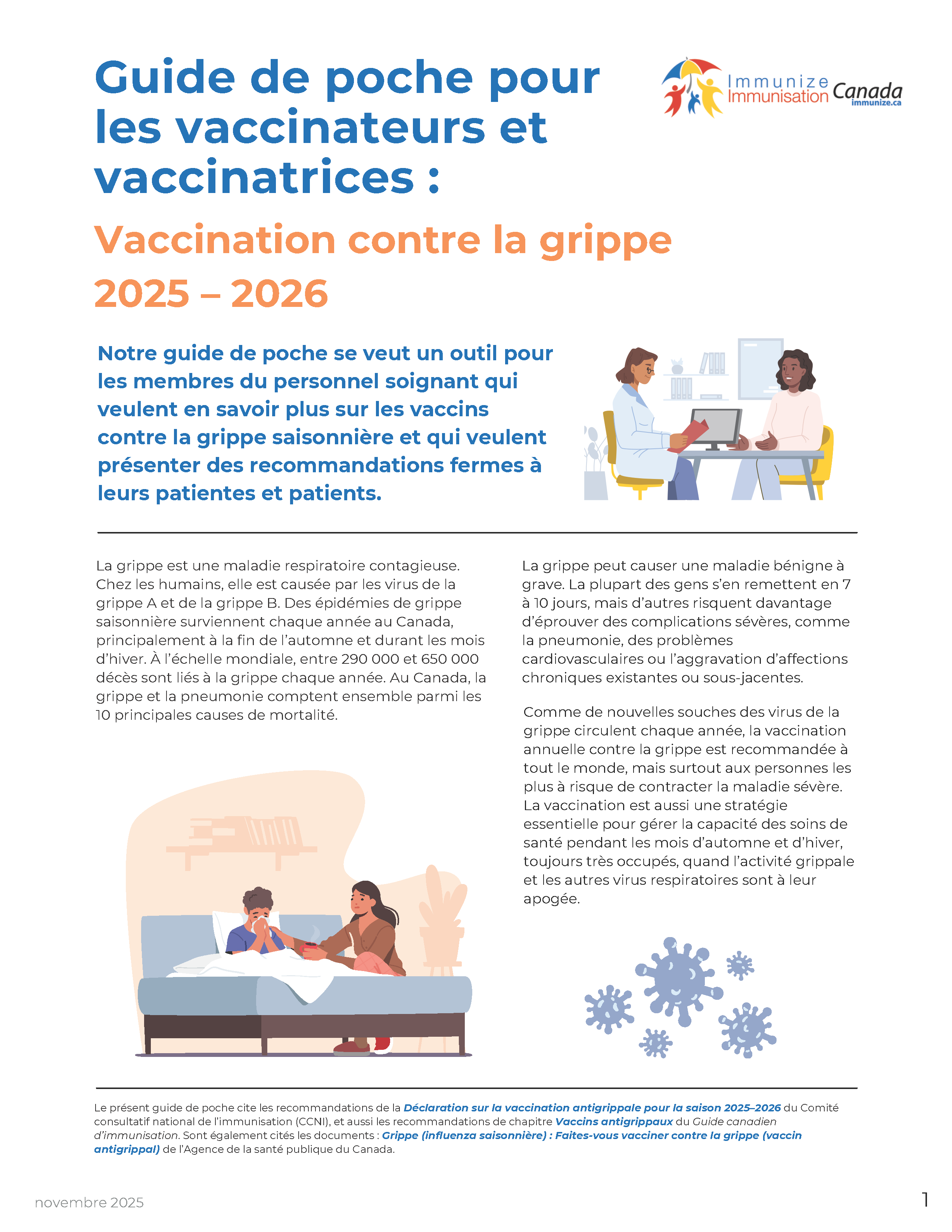 Guide de poche pour les vaccinateurs et vaccinatrices : Vaccination contre la grippe 2025 - 2026