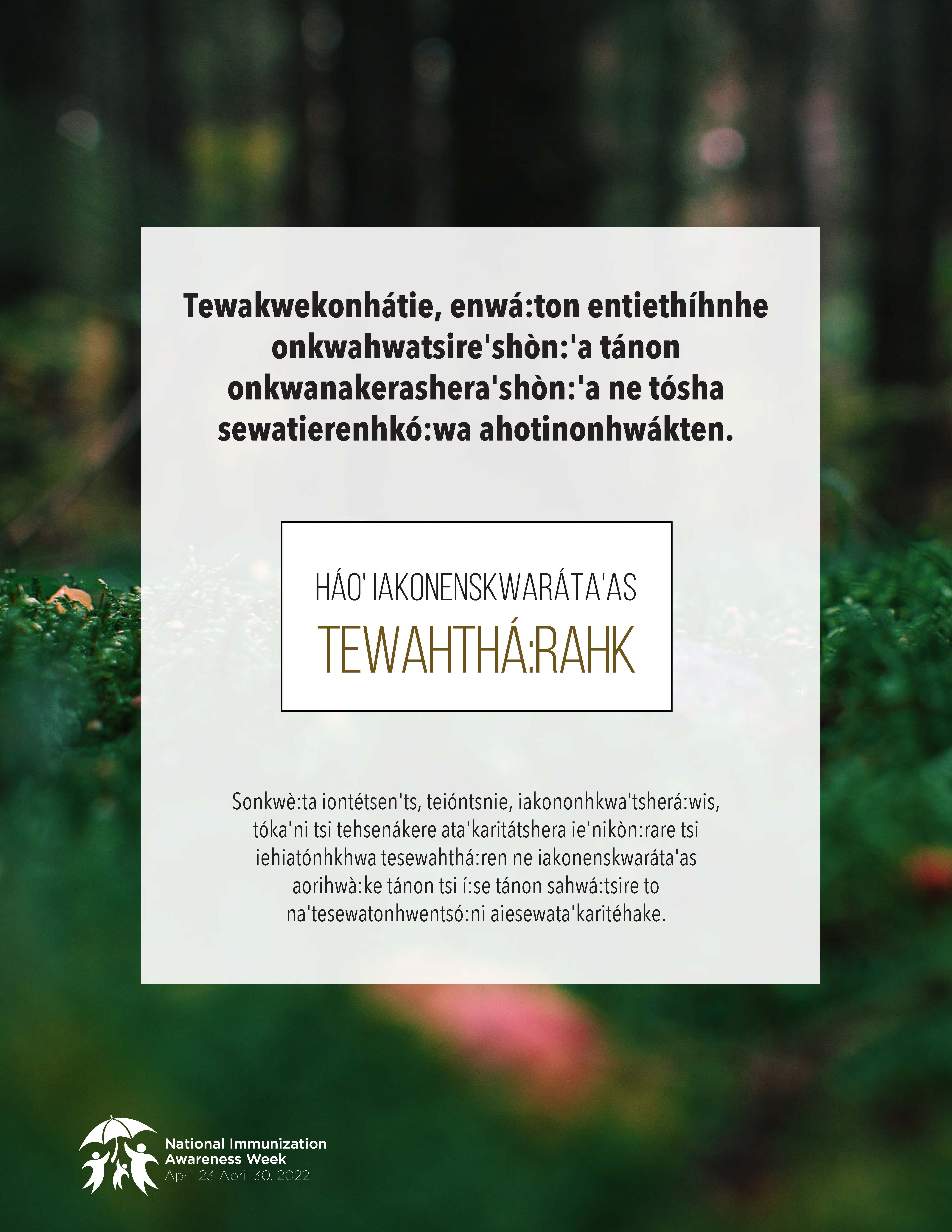 Let's talk about vaccines - poster in Mohawk