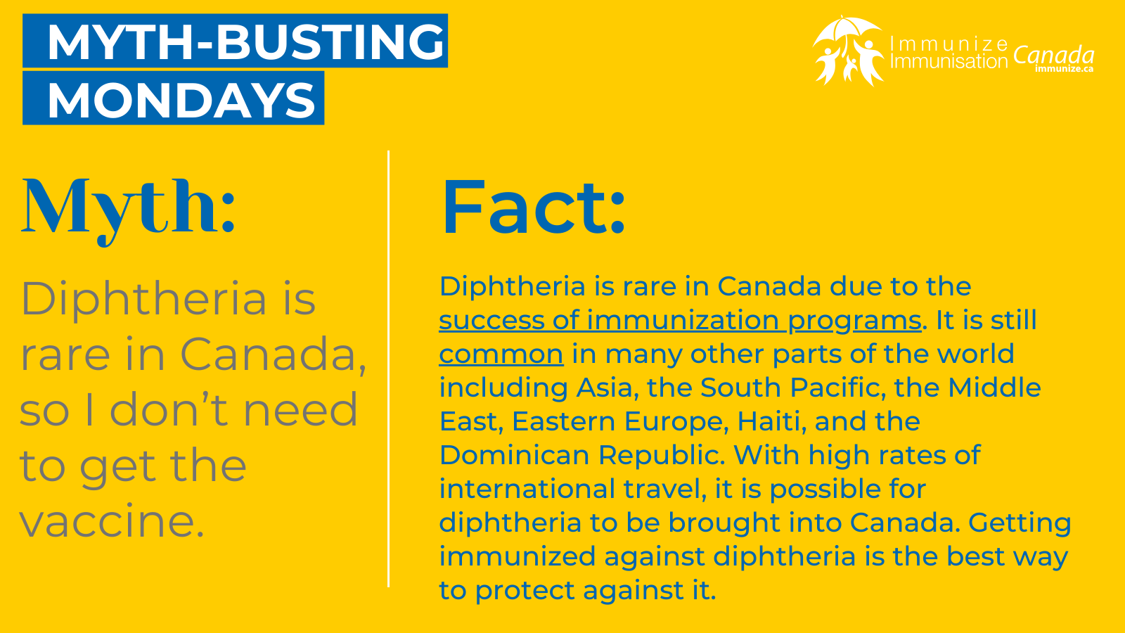 Myth-busting Monday - diphtheria - image 2 for Twitter/X