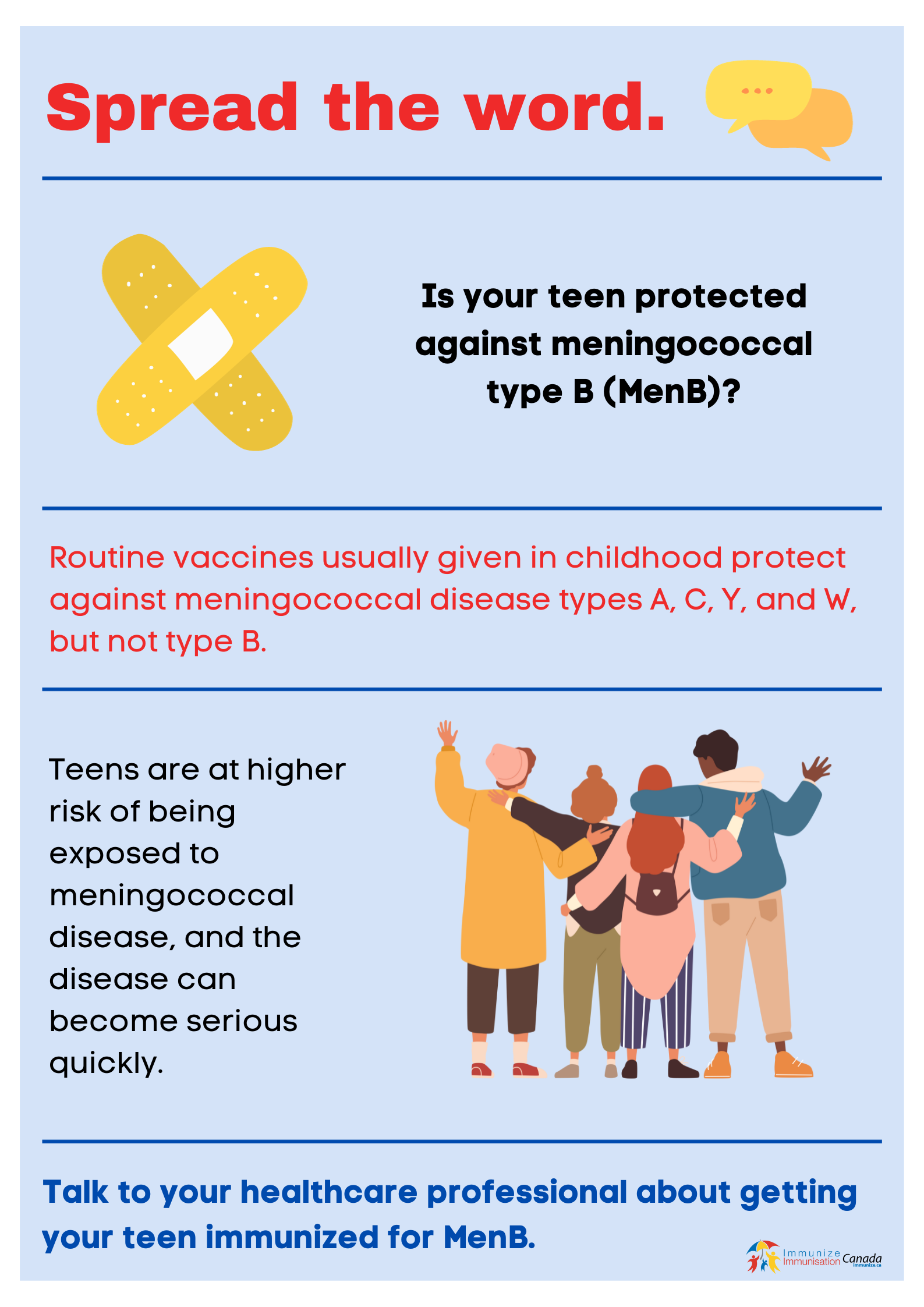Spread the word - meningococcal B immunization - poster 1