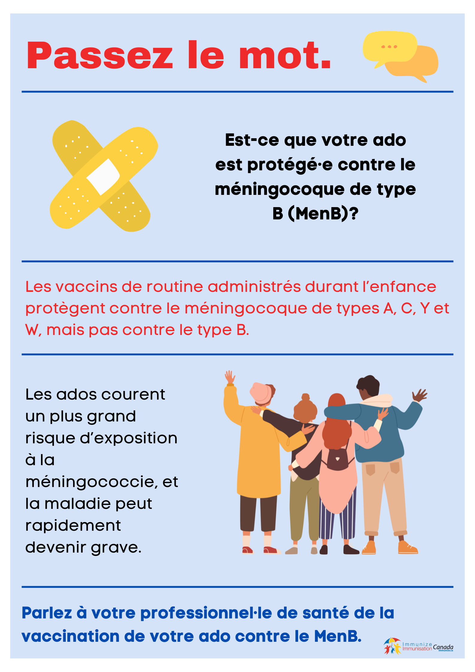 Passez le mot - vaccination contre le méningocoque B - affiche 1