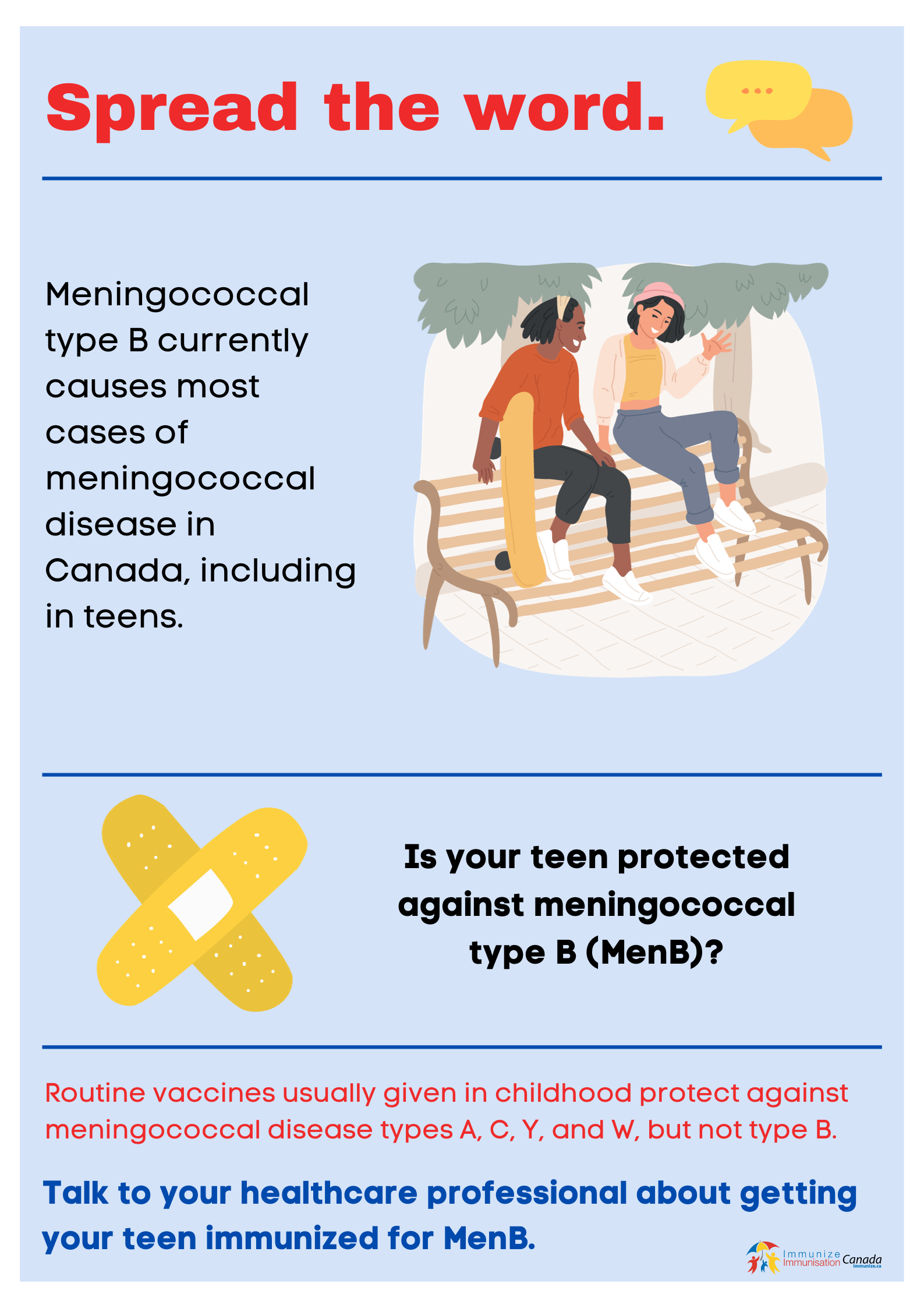 Spread the word - meningococcal B immunization - poster 2