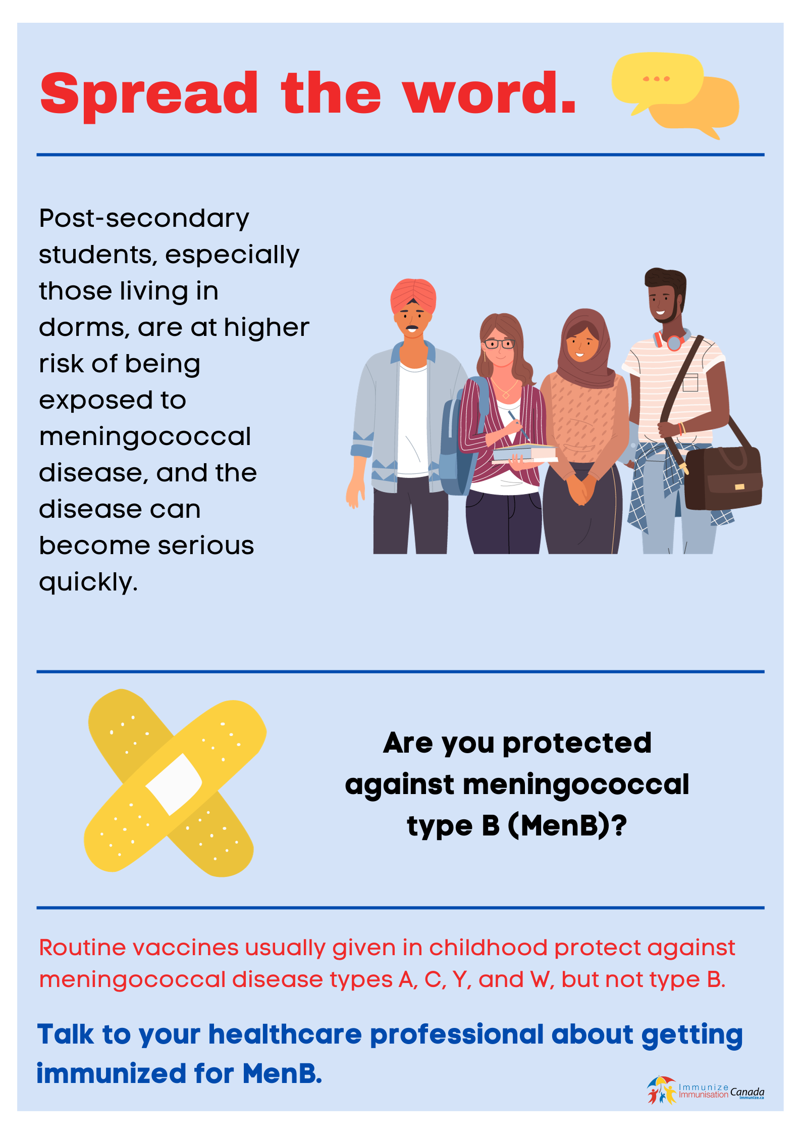 Spread the word - meningococcal B immunization - poster 3