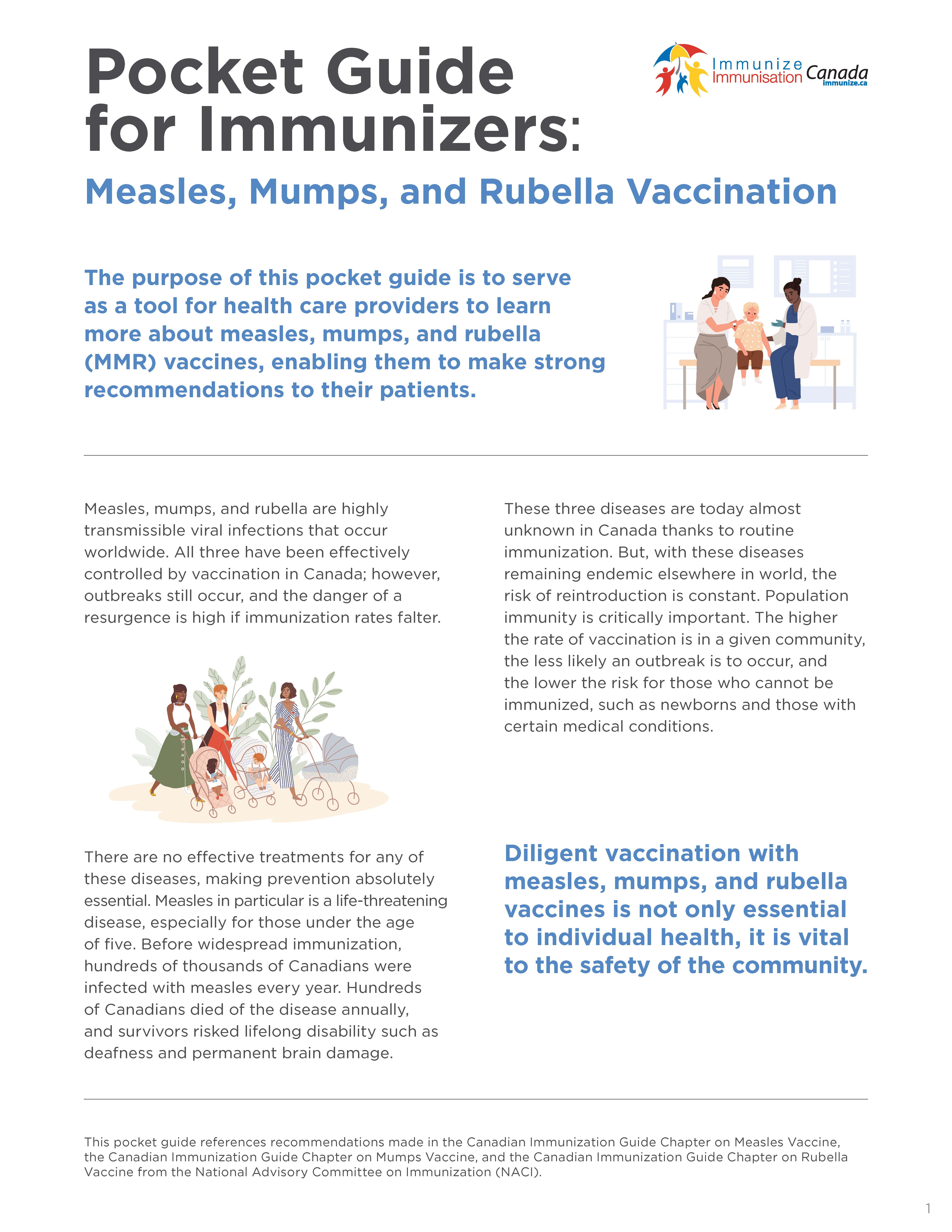 Pocket Guide for Immunizers: Measles, Mumps, and Rubella Vaccination