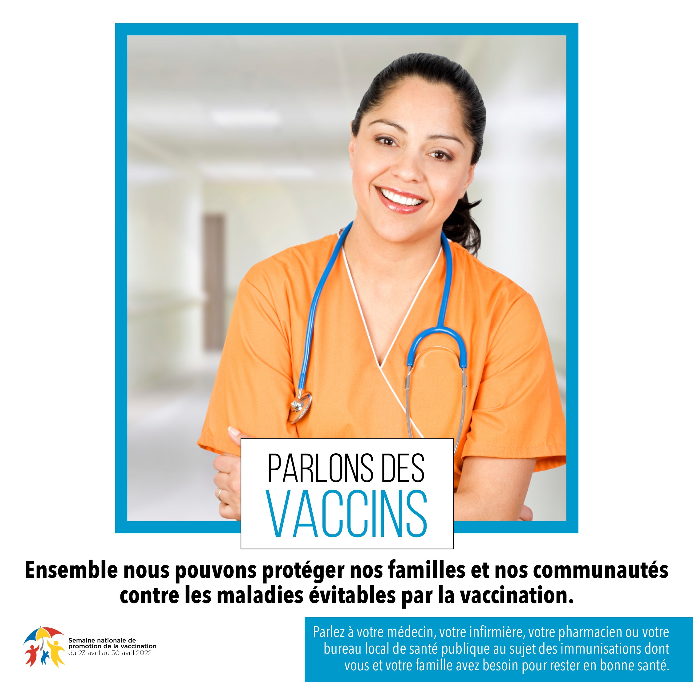 Parlons des vaccins - image pour médias sociaux D pour Facebook et Instagram