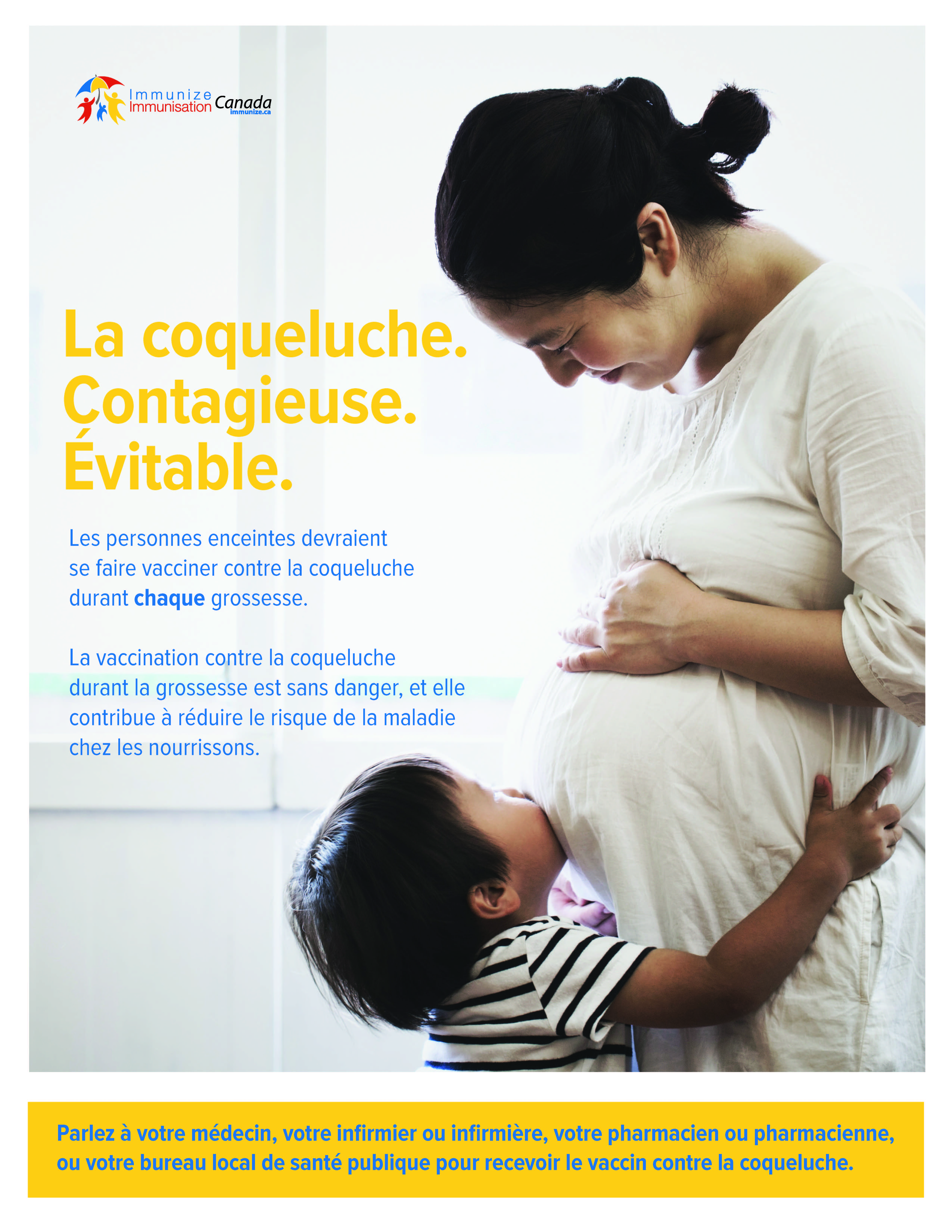 La coqueluche. Contagieuse. Évitable.