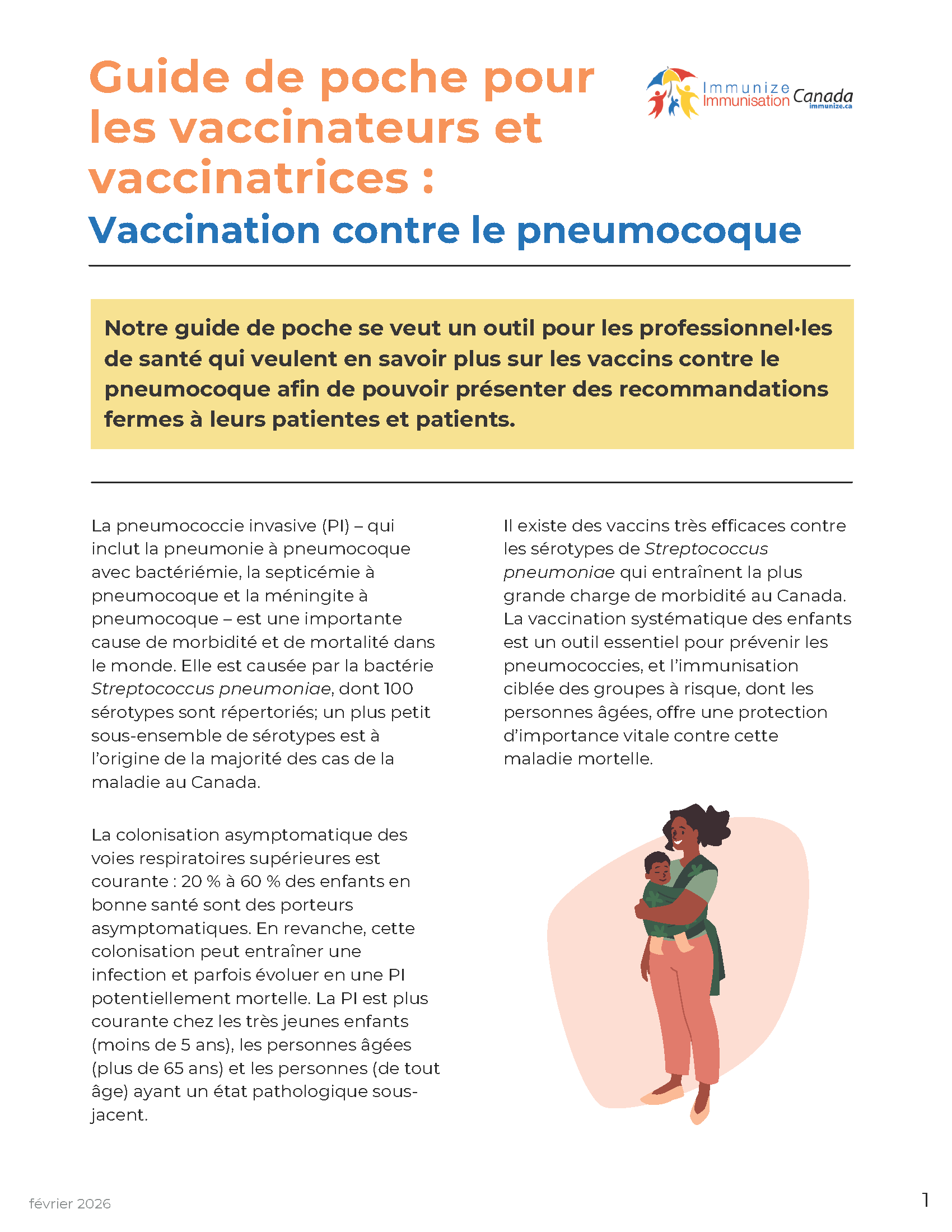 Guide de poche pour les vaccinateurs et vaccinatrices : Vaccination contre le pneumocoque