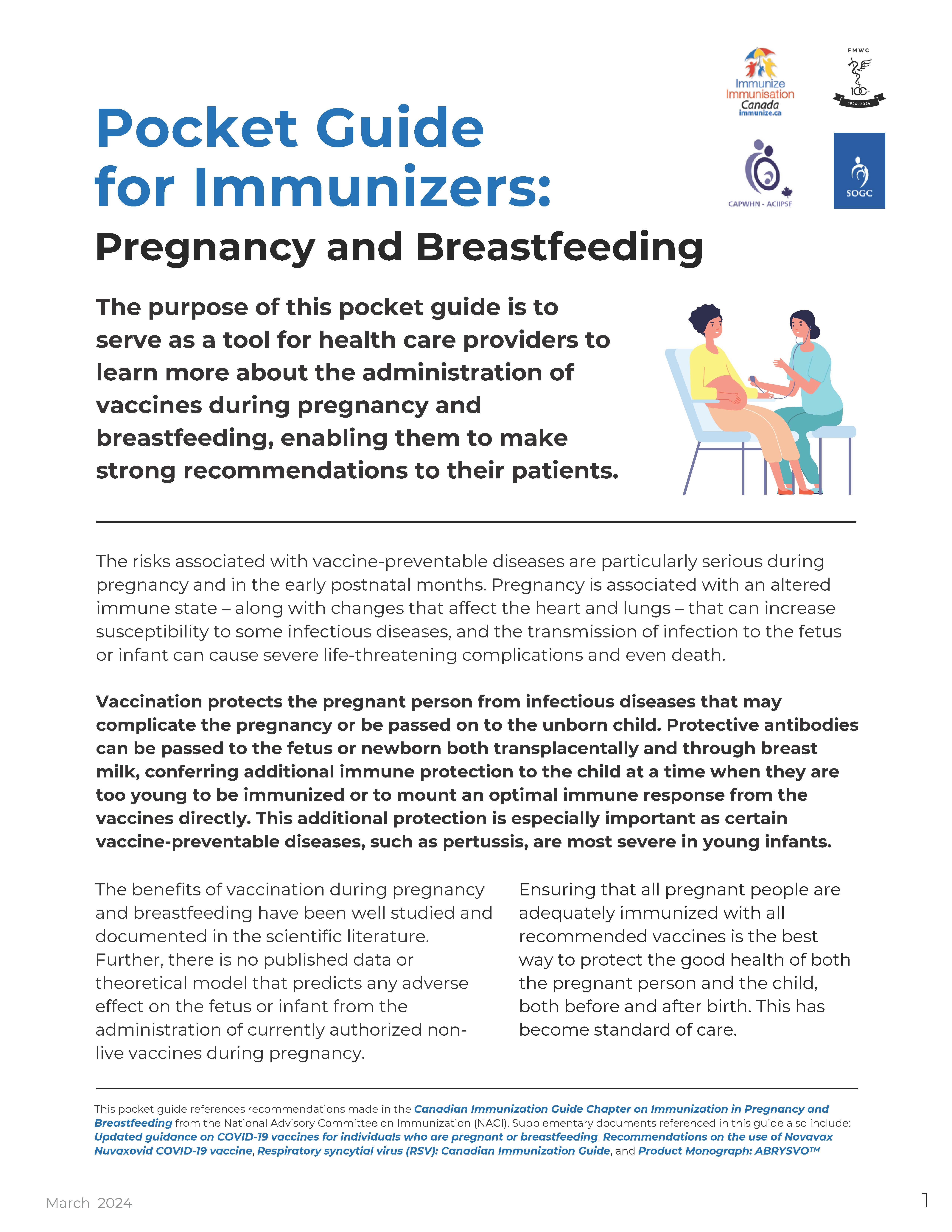 Pocket Guide for Immunizers: Pregnancy and Breastfeeding