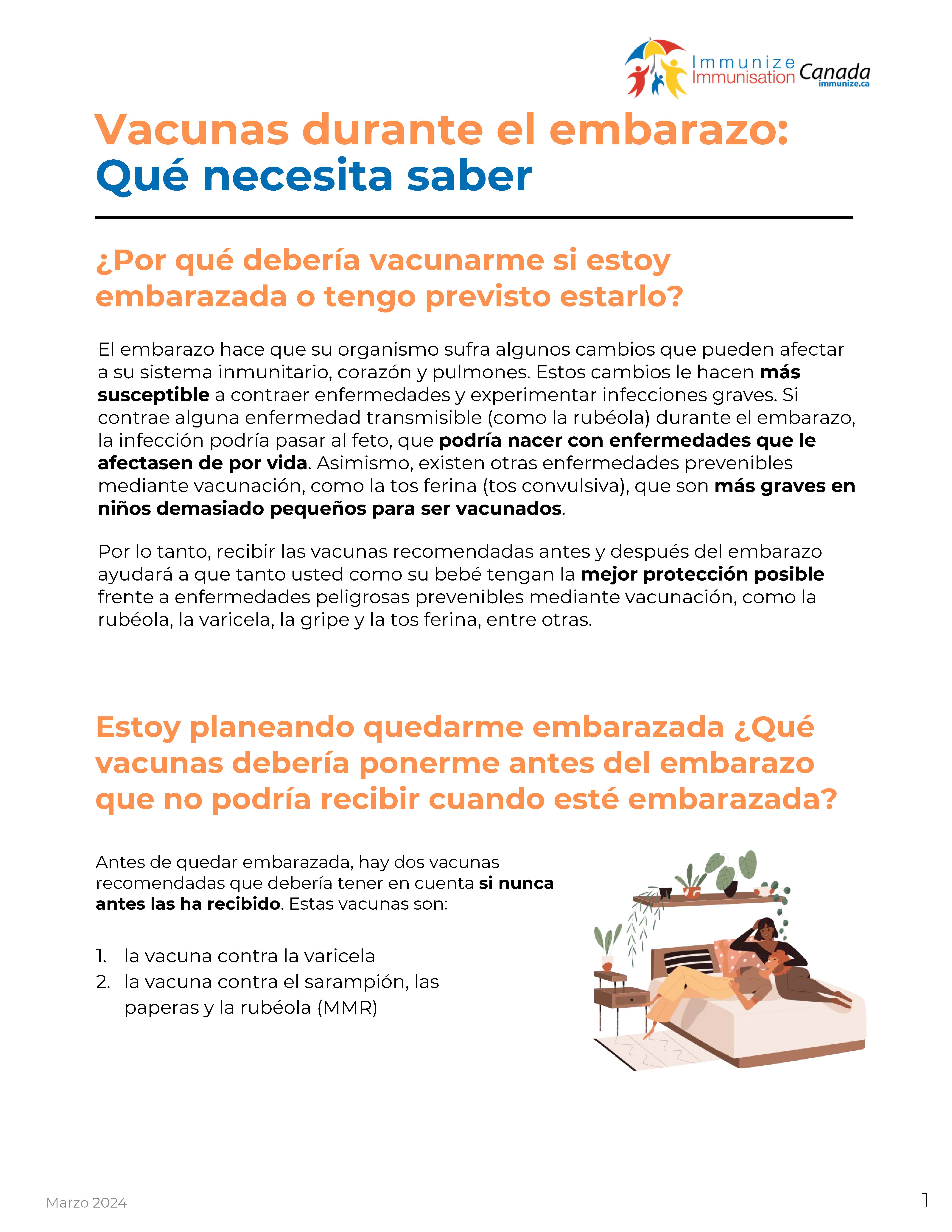Vaccines in Pregnancy: What you need to know (factsheet in Spanish)