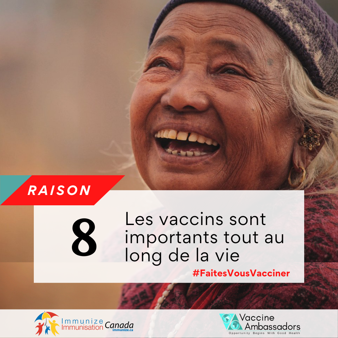 Raison No. 8 - Les vaccins sont importants tout au long de la vie - Facebook et Instagram